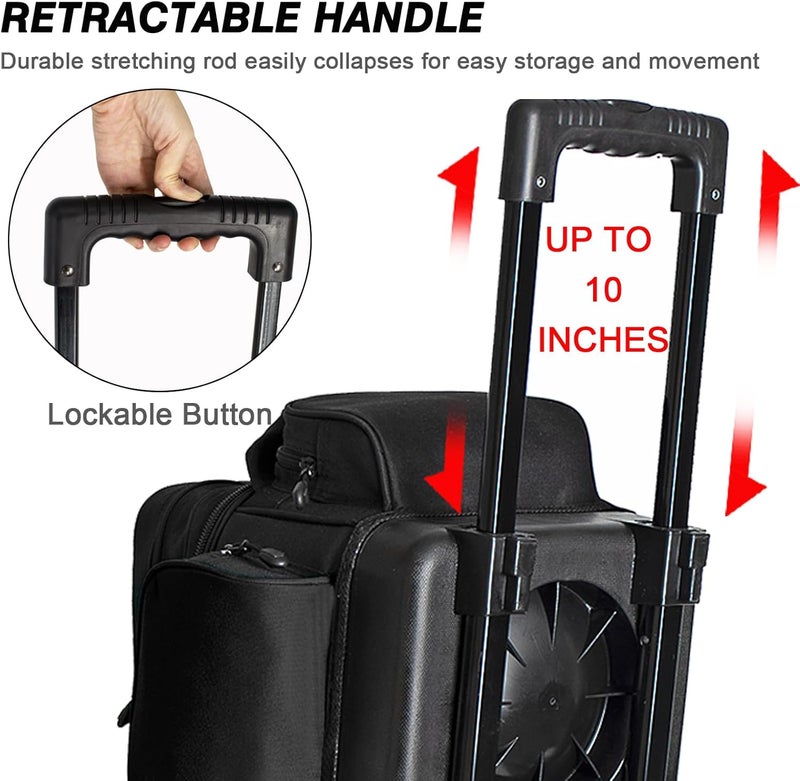 DAFISKY 3 ball bowling bags with wheels, bowling ball bag 3 ball roller with Multiple Pockets Retractable Handle - Image 2